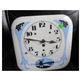 Enamel painted Delft wall clock
