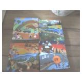 4 Keramik Germany decorated tiles with landscapes
