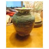Nourot Studio Art Glass vase blue and brown