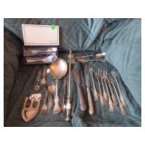 Silverplate: Towle baby spoon & fork, spoon holder