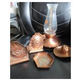Copper candlestick w/ lucite candle, Arts & Crafts