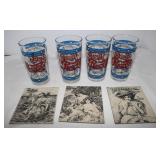 Vintage Dr. Pepper Plaques & 4 Pepsi-Cola Glasses