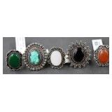 5 German Silver Rings: