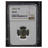 1955S Roosevelt dime NGC MS66