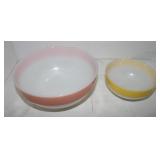 2 Fire King Bowls: Pink Band Milk Glass &