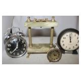 3 Non-working Clocks & An Onyx Clock Pedestal: