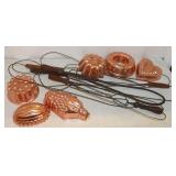 6 Vintage Rug Beaters & 6 Cake Pans