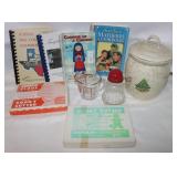 Cookie Jar, Cookbooks, glass nut grinder,...