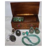 German Silver Labradite Necklace & Sz 9 Ring and