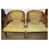 2 Padded Wooden Wicker Chairs,