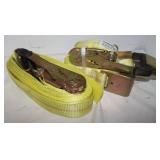2 Sontax Ratchet Straps w/ Flat Hooks, 2"x27