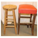 2 Wooden Stools 29" Seat Heights