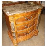 Marble/ Fruitwood 3 Drawer Dresser, 30"x19"x32"