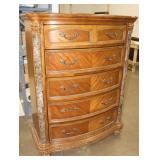 Marble/ Fruitwood 5 Drawer Dresser, 41.5"x19"x55"