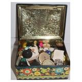 Metal Tin of Buttons, 6.5"x5.5"x2.5"