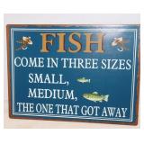 Metal Fish Sizes Sign 12.5X9.5"