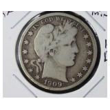 1909o barber half  key date only 925,400 minted