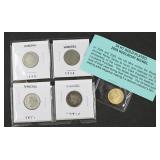 4 V-Nickels & 24K Gold Plated Nickel: