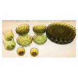 15 pc. Green Glassware Dishware: