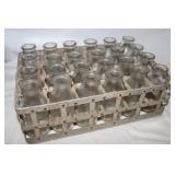 Vintage Metal Crate w/ 24 Mojonnier Milk Bottles