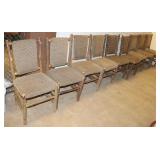 9 Wooden Chairs: 19"x17"x36", 18" Seat Height