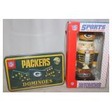New Green Bay Packers Nutcracker, & Dominoes set