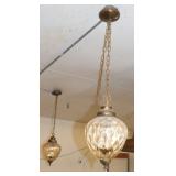 Pair of Glass Hanging Lamps, Both Work