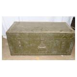 Wooden & Metal Doehler Footlocker w/ Bin;