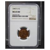 1947S Lincoln cent NGC MS65RD