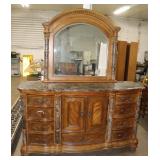 Marble/ Fruitwood Dresser w/ Mirror;