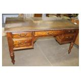 Wooden Desk w/ Glass Top, 60"x29"x31.5";