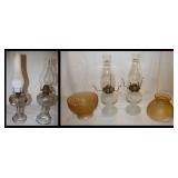 4 Vintage Oil Lamps: 1 Wire Holder needs Repair