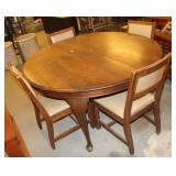30"x54" Round Wooden Table w/ 4 Chairs