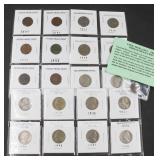 7 Indian Head Cents & 14 Jefferson Nickels
