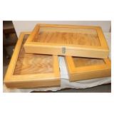 3 Wooden Display Boxes (missing front Glass)