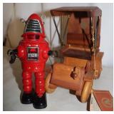 Vintage Wind-Up Toy & American Keystone Wooden Car