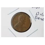 1944 (GHOST 4) LINCOLN CENT  DIE DAMAGE FROM MINT