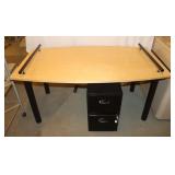 Table and 2 Drawer Filing Cabinet: