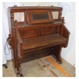 Repurposed Lighted Wooden Organ Desk on Wheels;