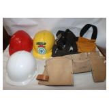 Tool Belt, Nail Pouch, 3 Hard Hats,ï¿½