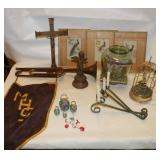 Vintage Items: Nesting Doll, Cross, Bugel,ï¿½