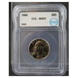 1966 Washington quarter ICG MS67 SMS