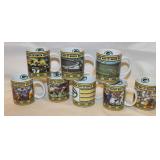 8 Green Bay Packer Porcelain Mugs: Danbury Mint