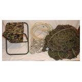 Brown & Green Leaf Camo Netting w/ Stool