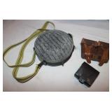 2 Leather Ammo Pouches & Vintage Canteen