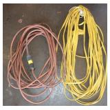 2 extension cords: 1 with 3 prong outlet,