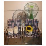 Lawn chairs, Fishing Nets, Minnow Buckets &