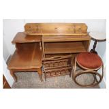 2 Side Tables, 2 Shelves, Magazine Rack, Foot Rest