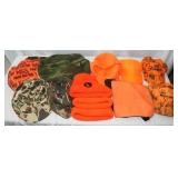 Camo and orange Hunting Hats, Hot seat, Pouch,