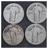 1927 & 3) w/ No Date Standing Liberty Quarters